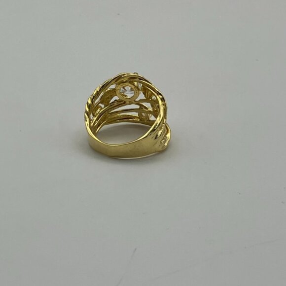 14K Gold Leaf Wire Wrap Ring Size 6 Sterling Silver Women Gift for Her - Picture 4 of 6